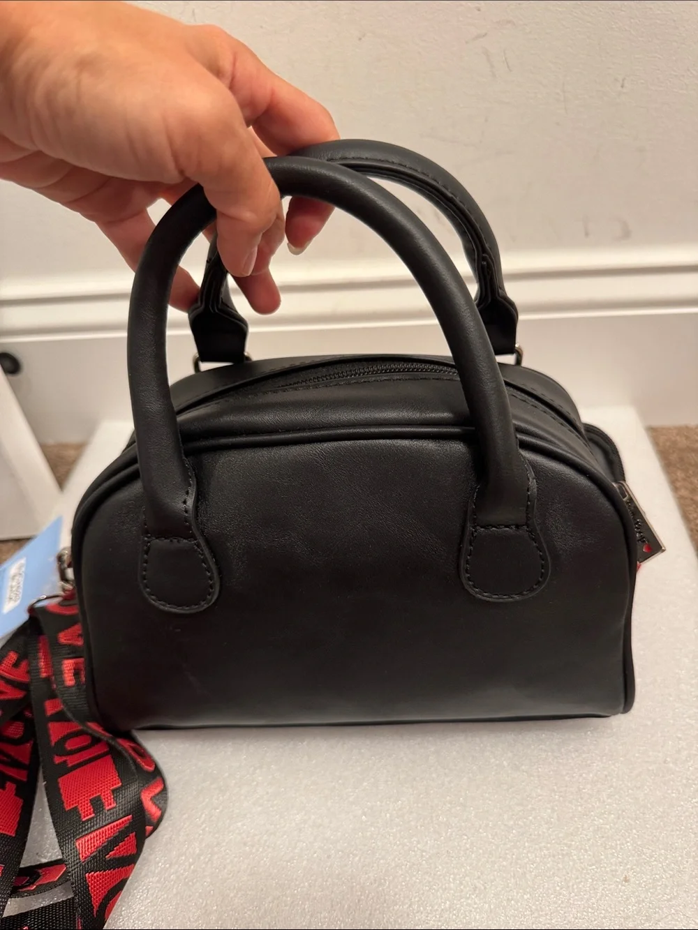 Betty Boop Black Printed Dome satchel bag with pouch NWT
